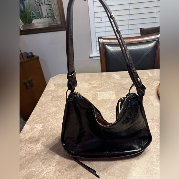 Vintage Hobo black leather shoulder bag convertible strap satchel - Picture 2 of 13